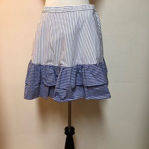 NEW J.Crew Striped Ruffle Blue White Skirt Size 12
